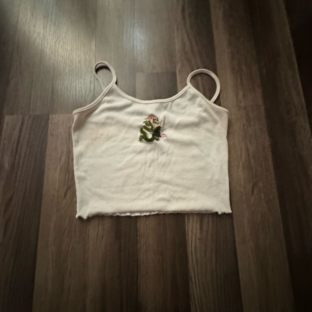 Dragon embroidered cropped tank